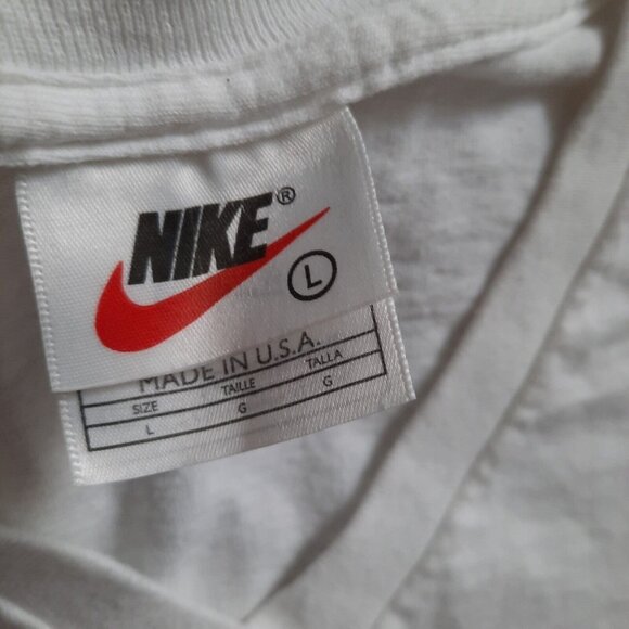 Vtg 90s Nike Shirt Mens Large‎ White V-Neck Center Swoosh Made In USA Just Do It - Picture 6 of 8